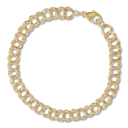 Double Link Rembrandt Charms Bracelet 14K Yellow Gold 7&quot;