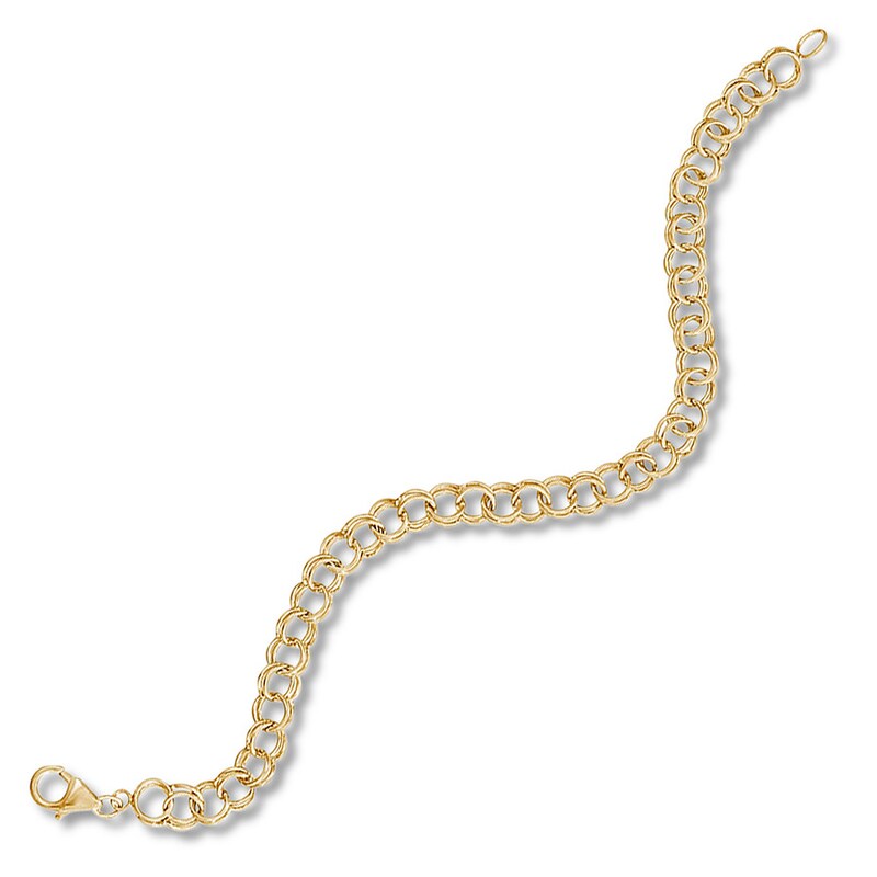 Main Image 2 of Double Link Rembrandt Charms Bracelet 14K Yellow Gold 7&quot;