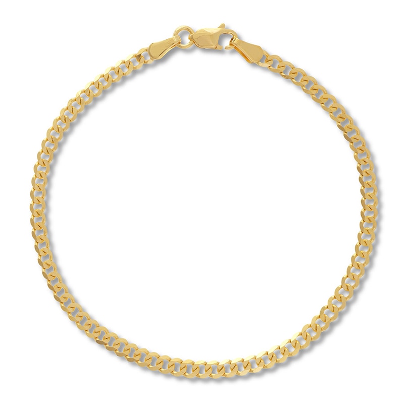 Solid Curb Chain Bracelet 14K Yellow Gold 7.25"