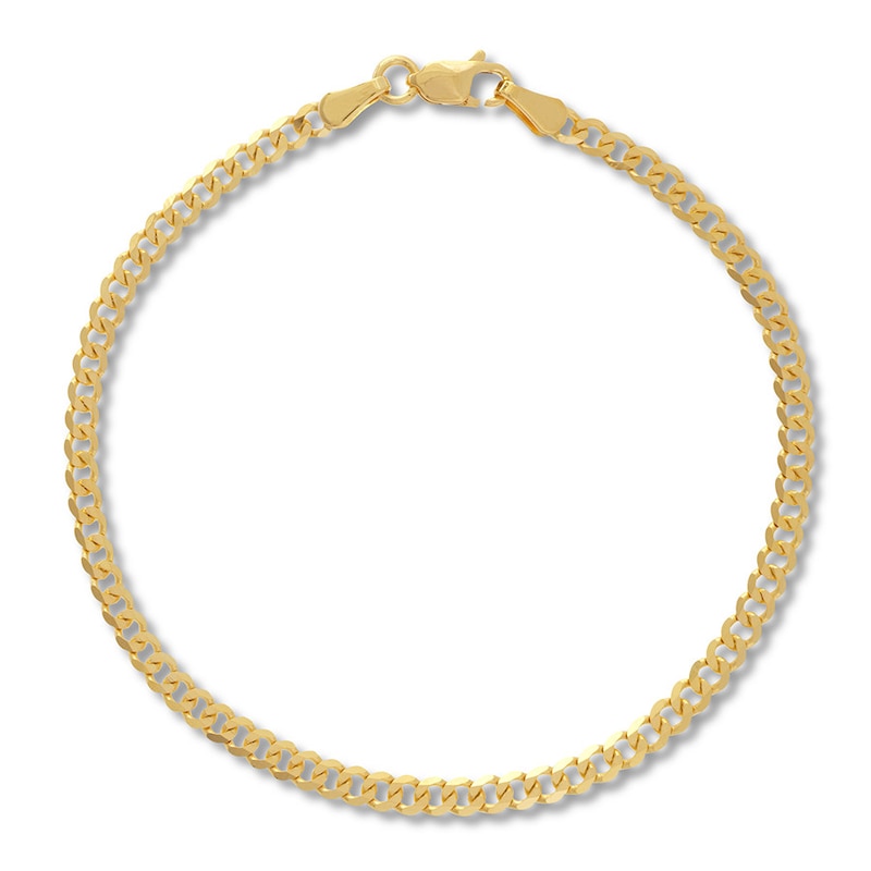 Main Image 1 of Curb Chain Bracelet Solid 14K Yellow Gold 7.25&quot;