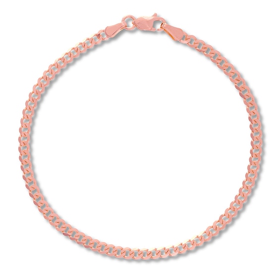Curb Chain Bracelet Solid 14K Rose Gold 7.25"