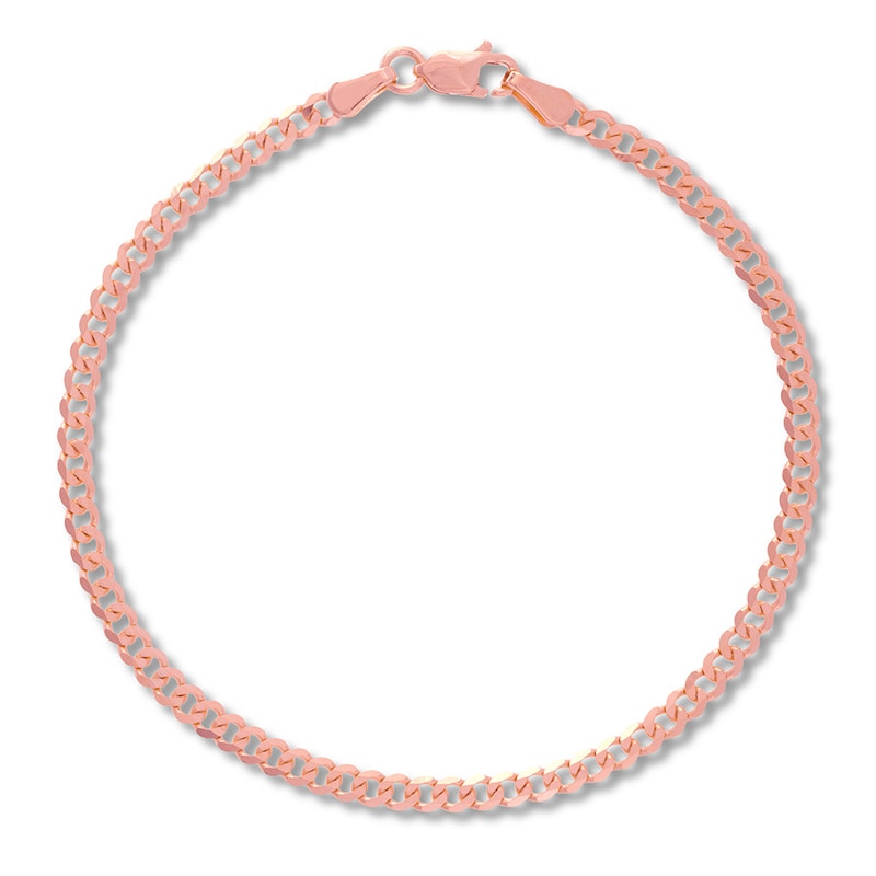 Main Image 1 of Curb Chain Bracelet Solid 14K Rose Gold 7.25&quot;