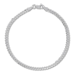 Curb Chain Bracelet Solid 14K White Gold 7.25"
