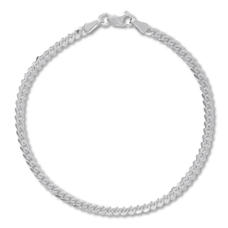 Curb Chain Bracelet Solid 14K White Gold 7.25"