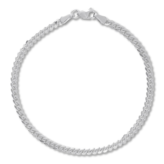 Curb Chain Bracelet Solid 14K White Gold 7.25"