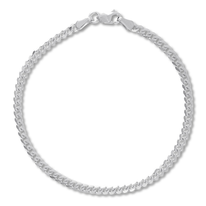 Main Image 1 of Curb Chain Bracelet Solid 14K White Gold 7.25&quot;