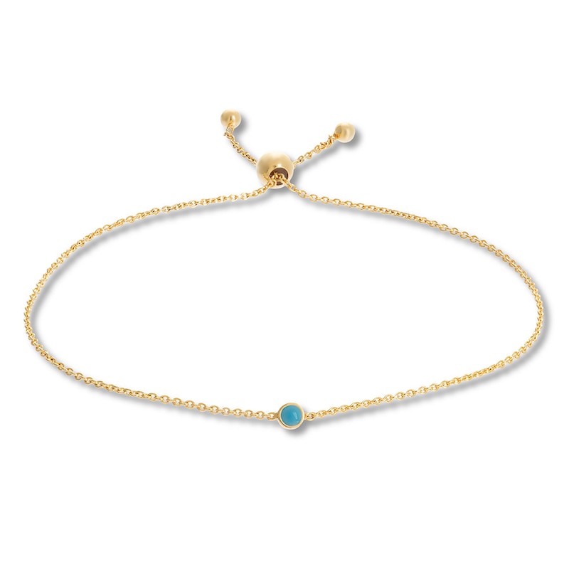 Main Image 1 of Petite Disc Bolo Bracelet 14K Yellow Gold & Blue Enamel 9.5&quot;