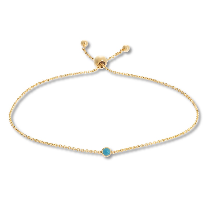 Petite Disc Bolo Bracelet 14K Yellow Gold & Blue Enamel 9.5"