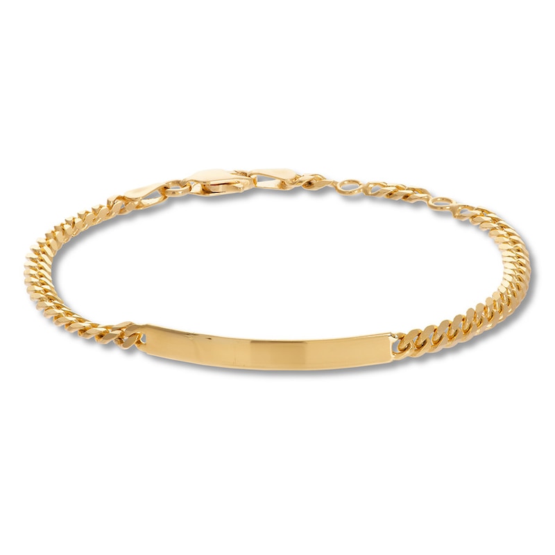 Main Image 1 of Bar & Curb Chain Bracelet 14K Yellow Gold 7.25&quot;