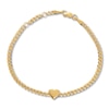 Thumbnail Image 1 of Heart Curb Chain Bracelet 14K Yellow Gold 7.25&quot;