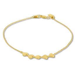 Heart Bracelet 10K Yellow Gold 8&quot;