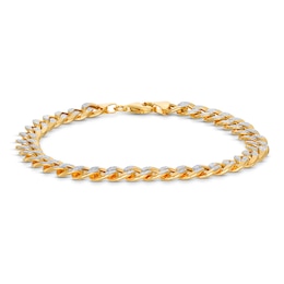 Textured Curb Chain Bracelet Semi-Solid 10K Two-Tone Gold 8.5"