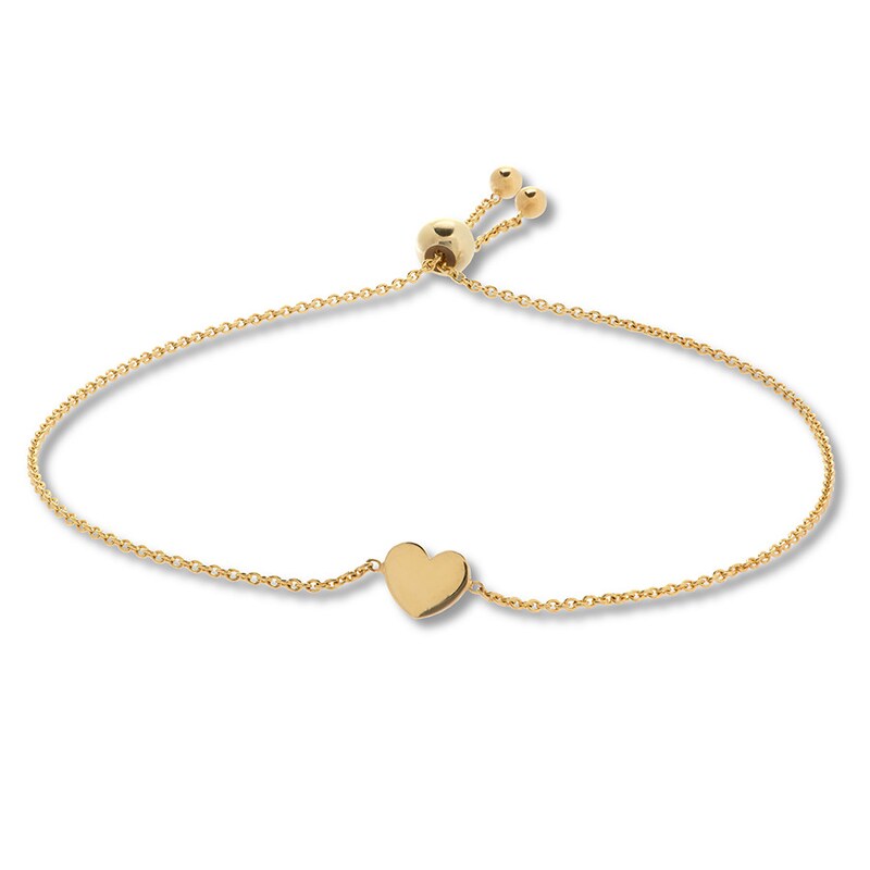 Main Image 1 of Heart Bolo Bracelet 14K Yellow Gold 9.5&quot;
