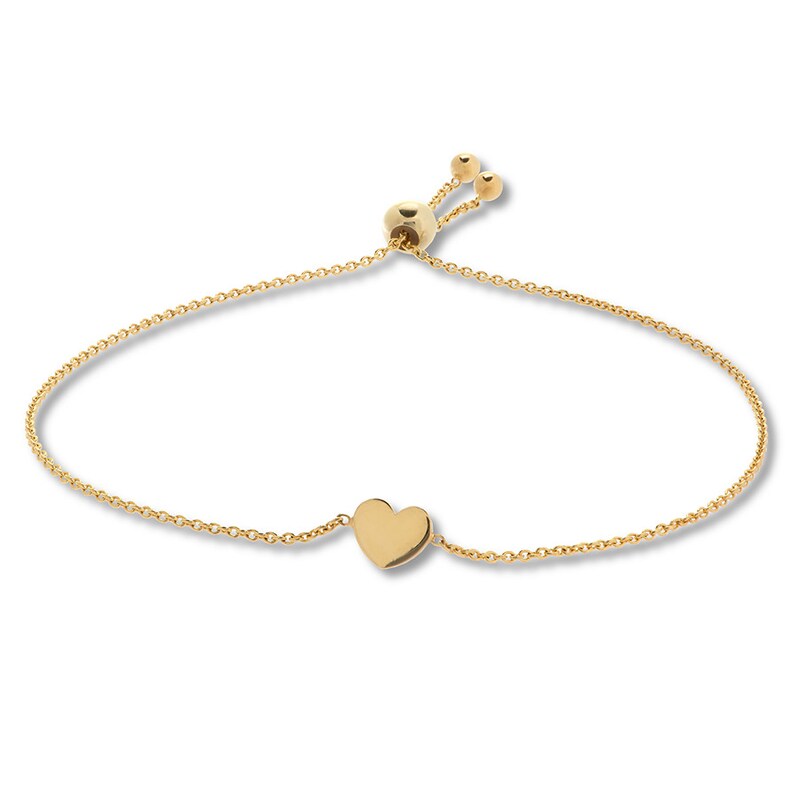 Heart Bolo Bracelet 14K Yellow Gold 9.5"