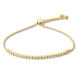Textured Bead Bolo Bracelet 14K Yellow Gold 9.5"