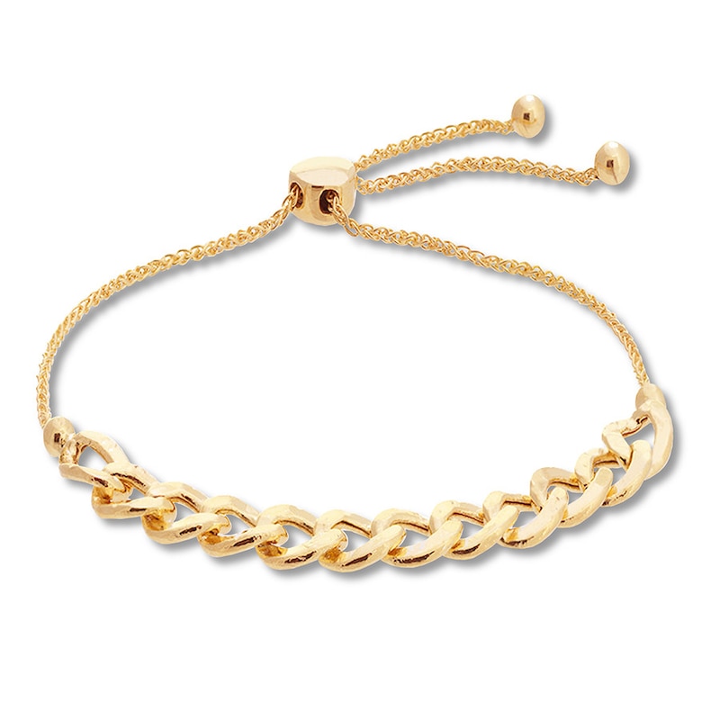 Curb Link Bolo Bracelet 14K Yellow Gold 9.5"