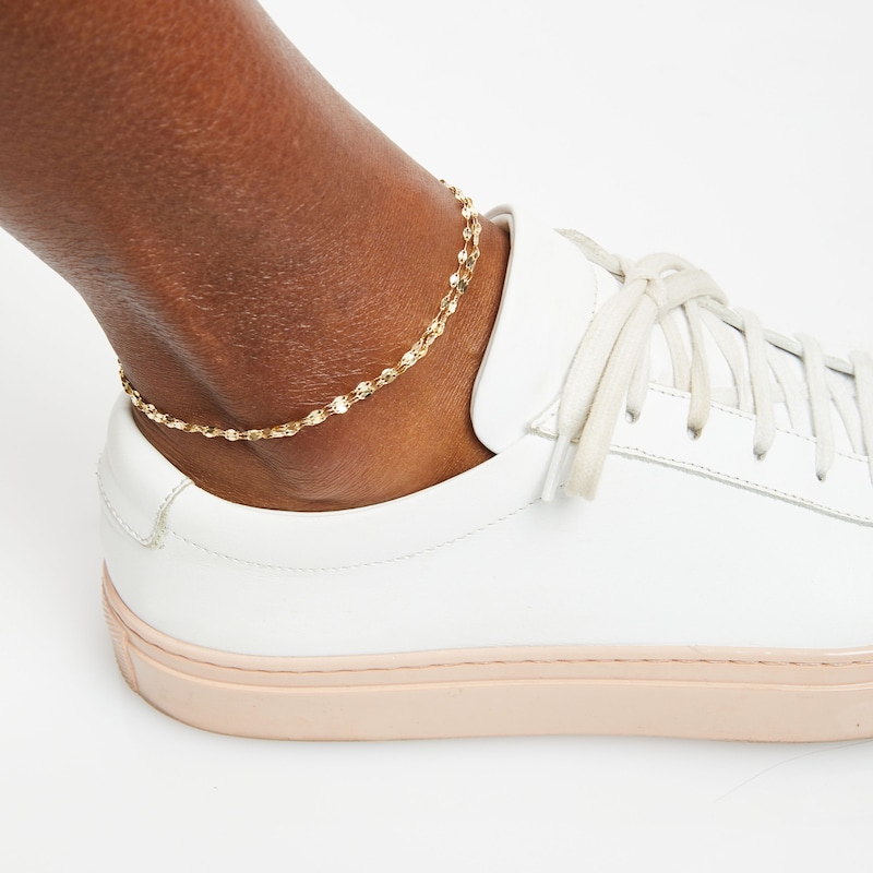 Main Image 4 of Triple-strand Anklet 14K Yellow Gold 9.5&quot;