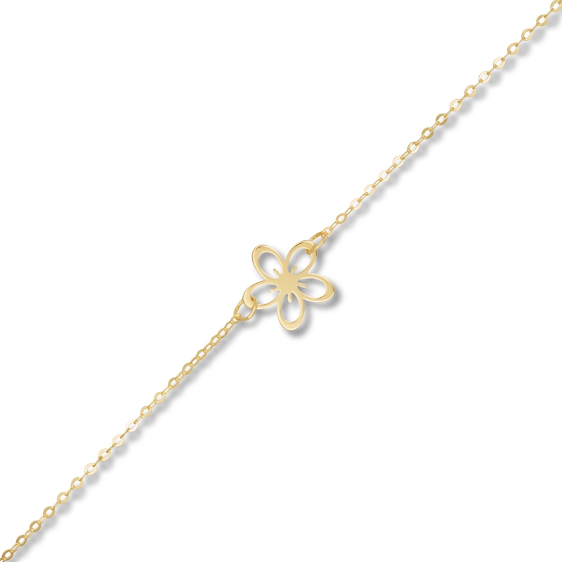 Main Image 2 of Flower Anklet 10K Yellow Gold 10&quot;