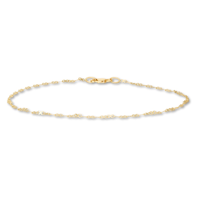 Infinity Symbol Anklet 14K Yellow Gold 9.5"