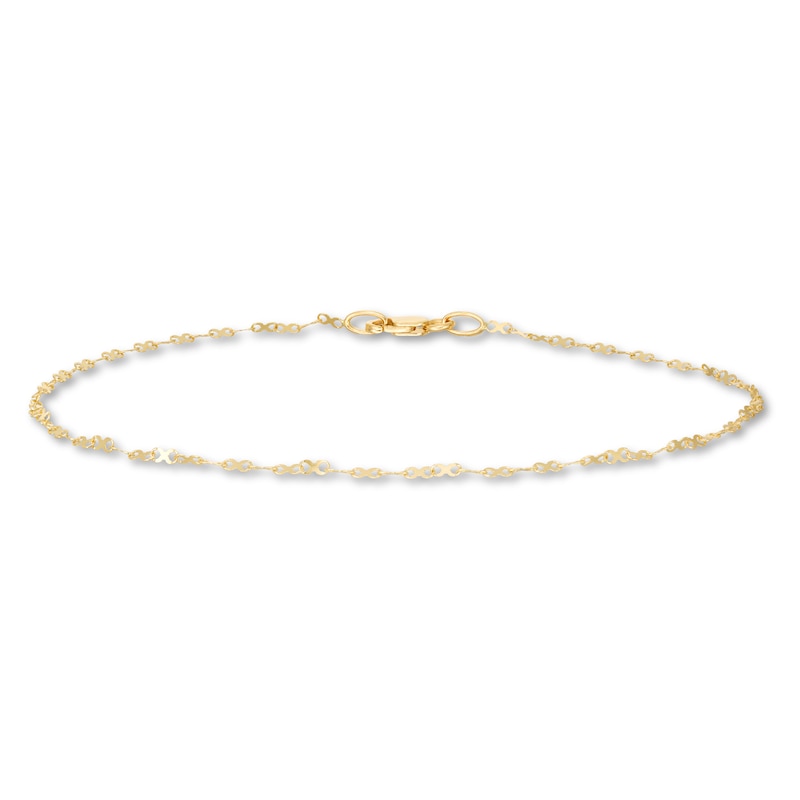 Main Image 1 of Infinity Symbol Anklet 14K Yellow Gold 9.5&quot;