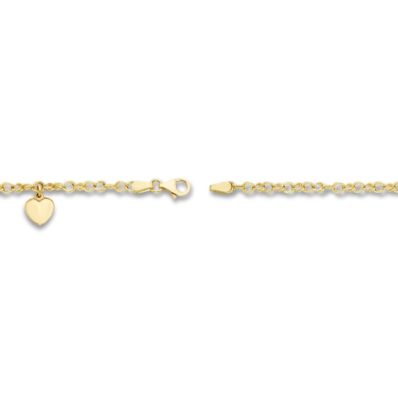 Main Image 2 of Heart Anklet 14K Yellow Gold 9.5&quot;