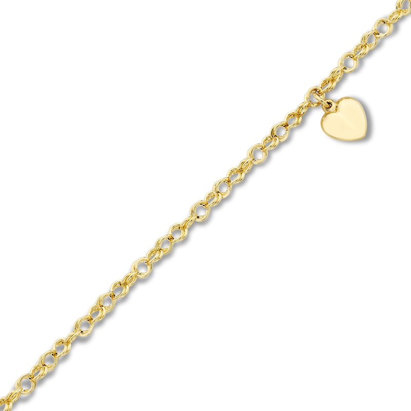 Heart Anklet 14K Yellow Gold 9.5"