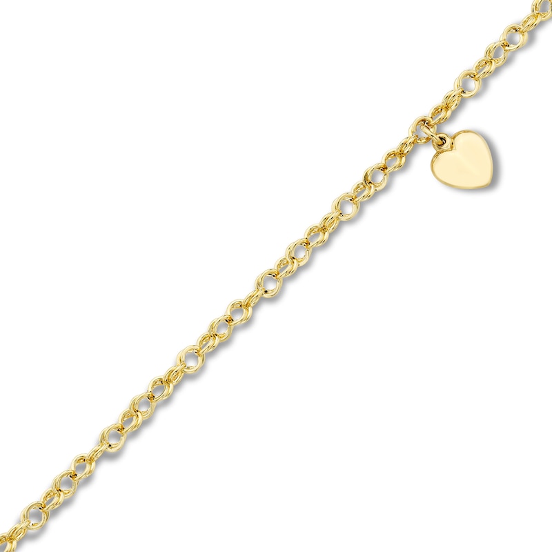 Main Image 3 of Heart Anklet 14K Yellow Gold 9.5&quot;