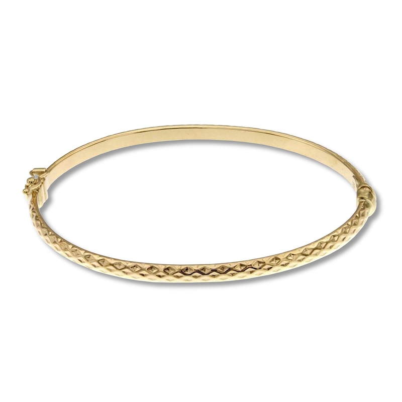 Jewelry Adviser Bangle Bracelets 14k White Gold 3mm Diamond-cut Slip-on Bangle 