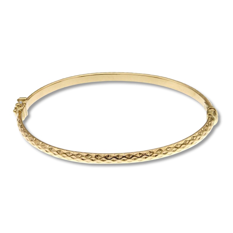 Main Image 1 of Italian Diamond Cut Bangle 14K Yellow Gold