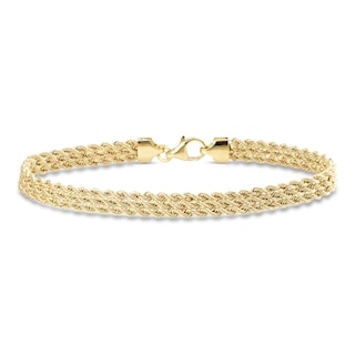 Multi-Strand Rope Chain Bracelet Solid 14K Yellow Gold 7.5"