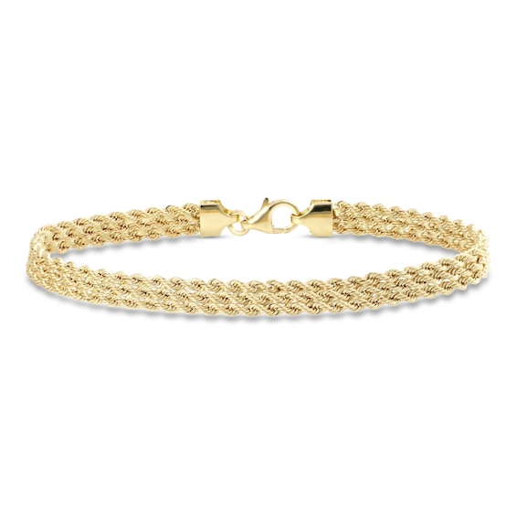 Solid Italian Multi Strand Rope Bracelet 14K Yellow Gold 7.5"