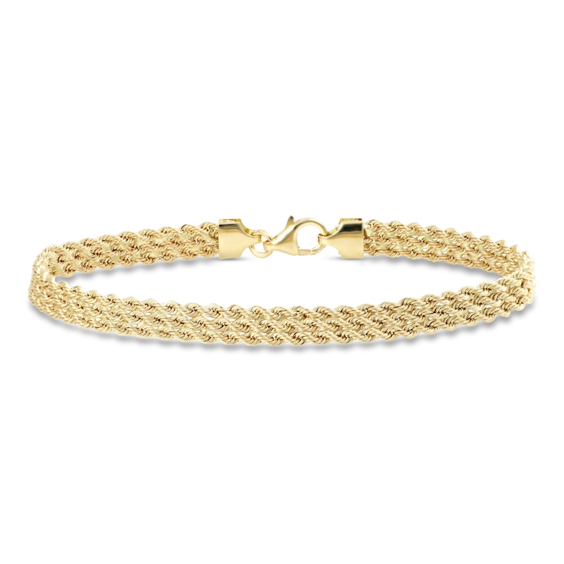 Main Image 1 of Solid Italian Multi Strand Rope Bracelet 14K Yellow Gold 7.5&quot;