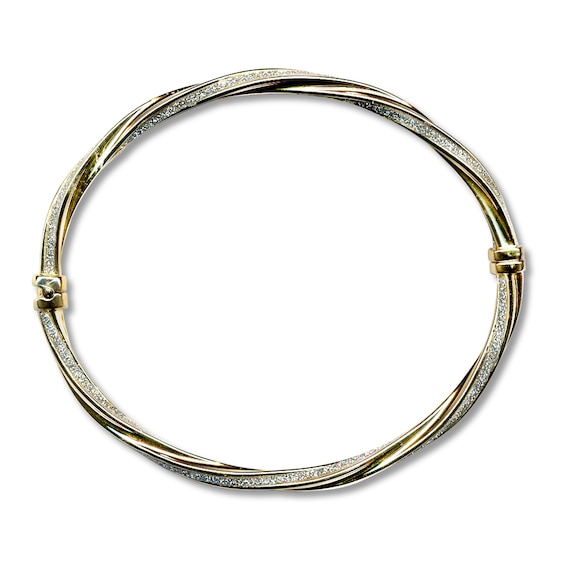 Italian Twisted Glitter Bangle 14K Yellow Gold 8"