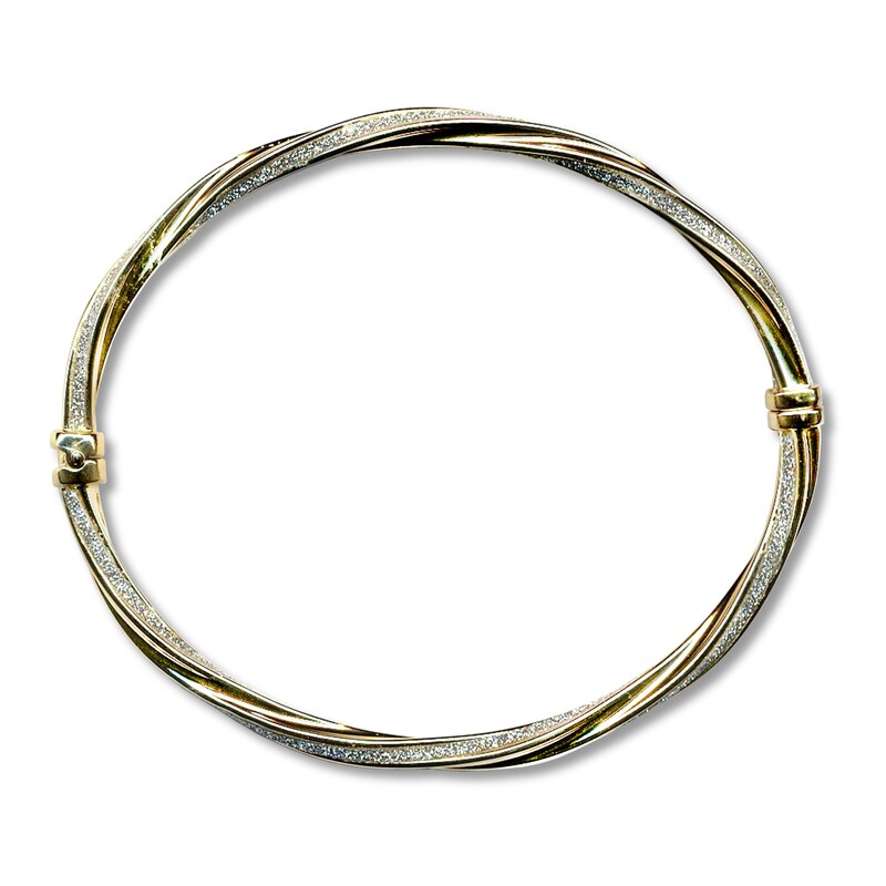 Main Image 1 of Italian Twisted Glitter Bangle 14K Yellow Gold 8"