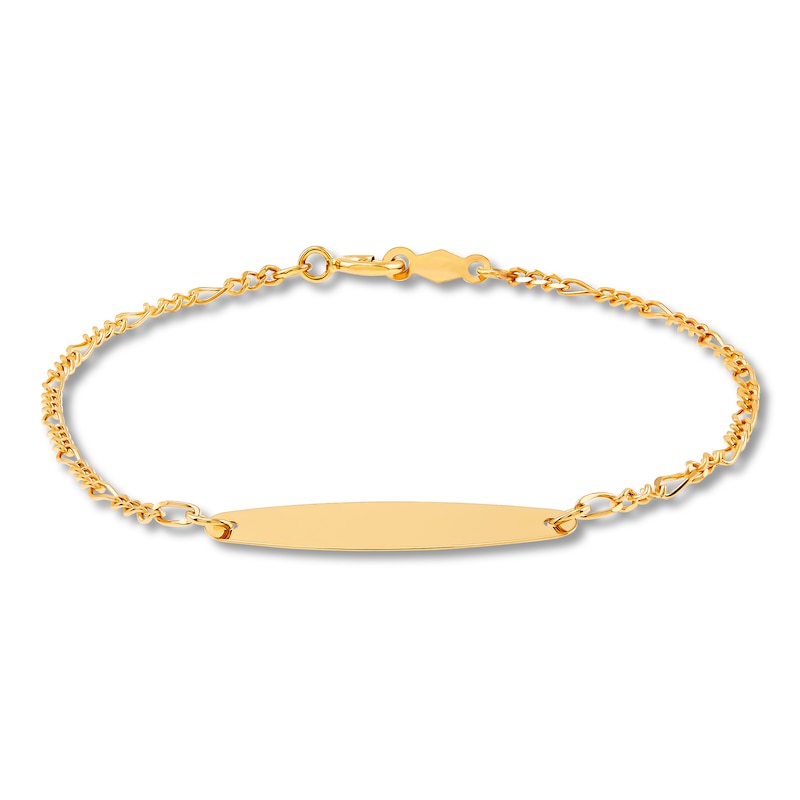 Children's Oval ID Figaro Bracelet 14K Yellow Gold 6"