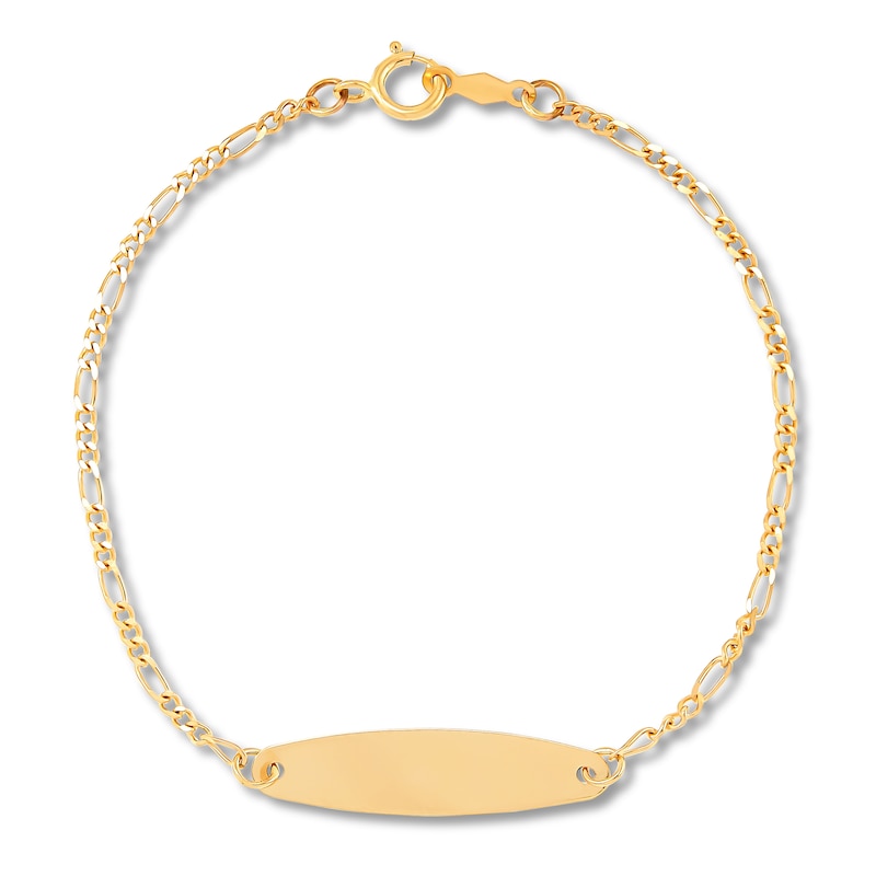 Main Image 2 of Children's Oval ID Figaro Bracelet 14K Yellow Gold 6&quot;