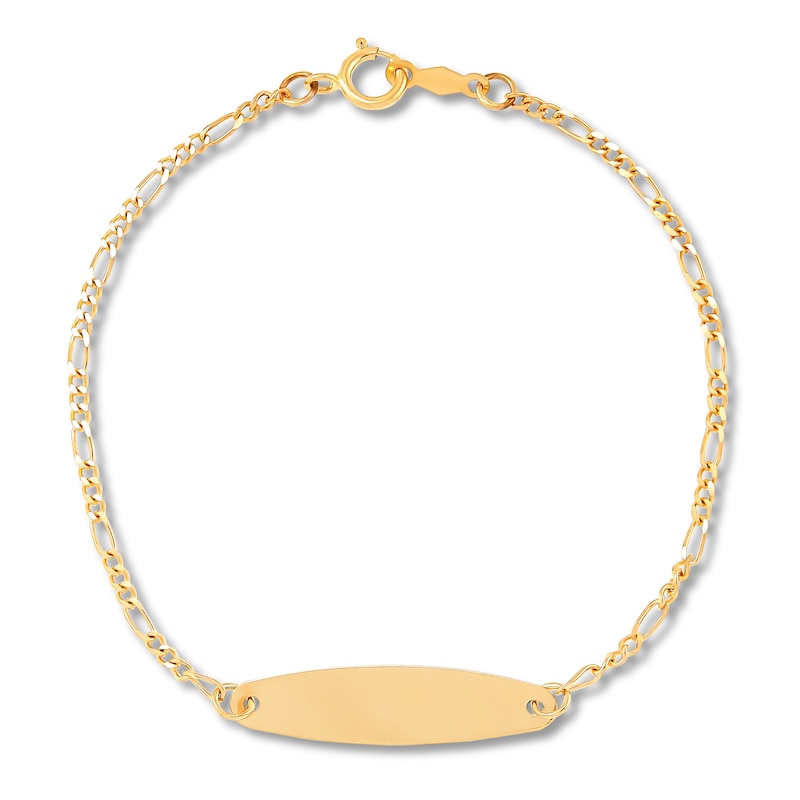 Children's Oval ID Figaro Bracelet 14K Yellow Gold 6"