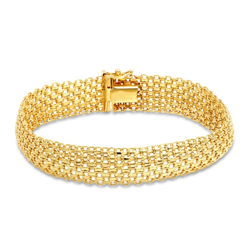 Hollow Bismark Chain Bracelet 10K Yellow Gold 7.5"