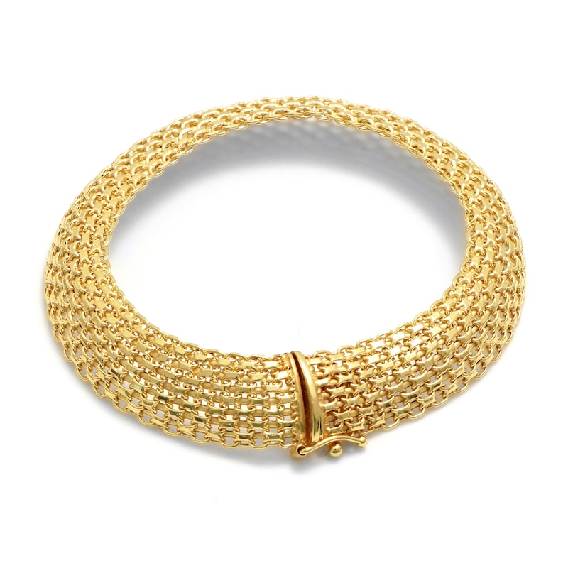 Hollow Bismark Chain Bracelet 10K Yellow Gold 7.5"