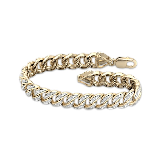 Men's 2-7/8 Ct. T.W. Diamond Double Row Curb Chain Link Bracelet in 10K White Gold - 8.5