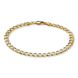 5mm Concave Curb Chain Bracelet Solid 10K Yellow Gold 8.5"