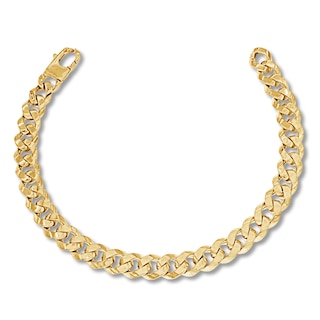 8mm Curb Chain Bracelet Hollow 10K Yellow Gold 8.5"