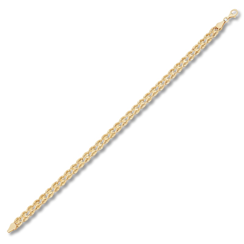 Main Image 2 of Double Rope Chain Bracelet Hollow 10K Yellow Gold 7.5&quot;