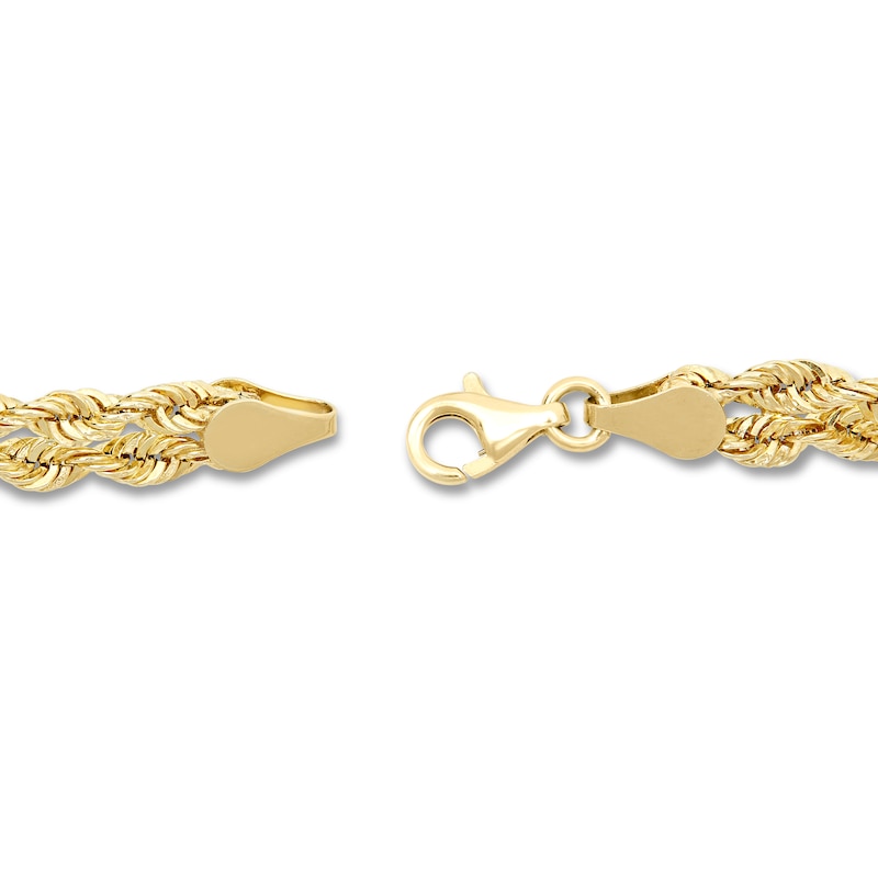 Main Image 3 of Double Rope Chain Bracelet Hollow 10K Yellow Gold 7.5&quot;