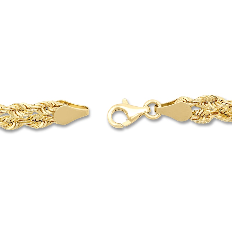 Hollow Braided Rope Bracelet 10K Yellow Gold 7.25 Length