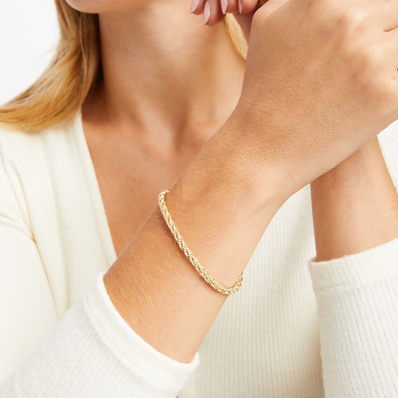 Main Image 4 of 3.5mm Rope Chain Bracelet Hollow 10K Yellow Gold 7.5&quot;