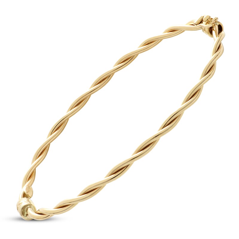 Italian Braided Bangle Bracelet 14K Yellow Gold
