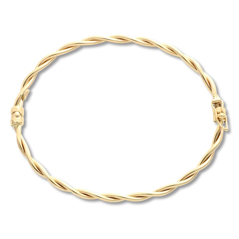 Italian Braided Bangle Bracelet 14K Yellow Gold