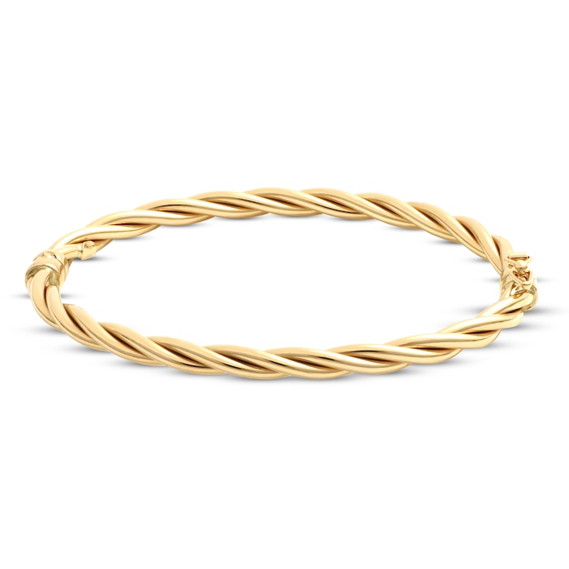 Italian Braided Bangle Bracelet 14K Yellow Gold