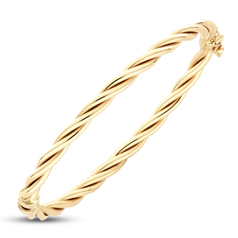 Italian Braided Bangle Bracelet 14K Yellow Gold